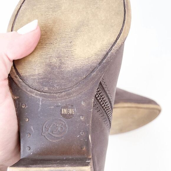 Lucky Brand Womens Nubuck Side Zip Stacked Heel Bryton Ankle Bootie Taupe Sz 8M - Picture 8 of 8